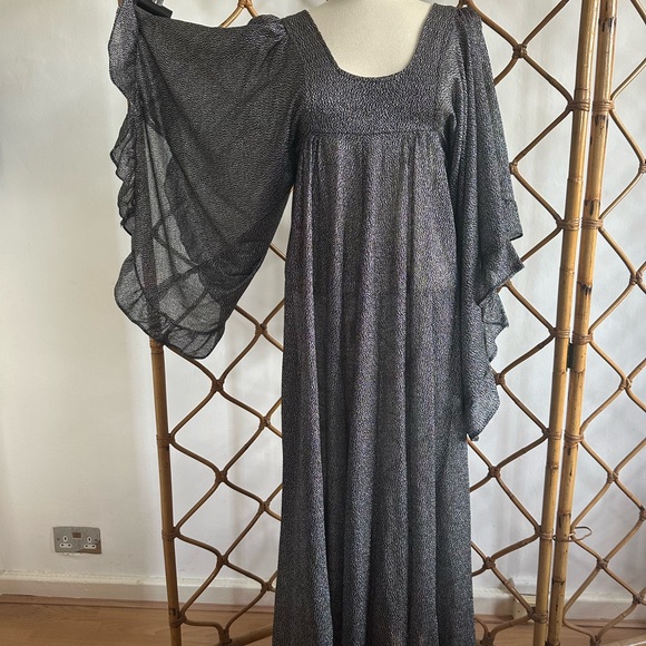 Rare Vintage 70s Lurex Angel Wing Dress - Picture 3 of 7